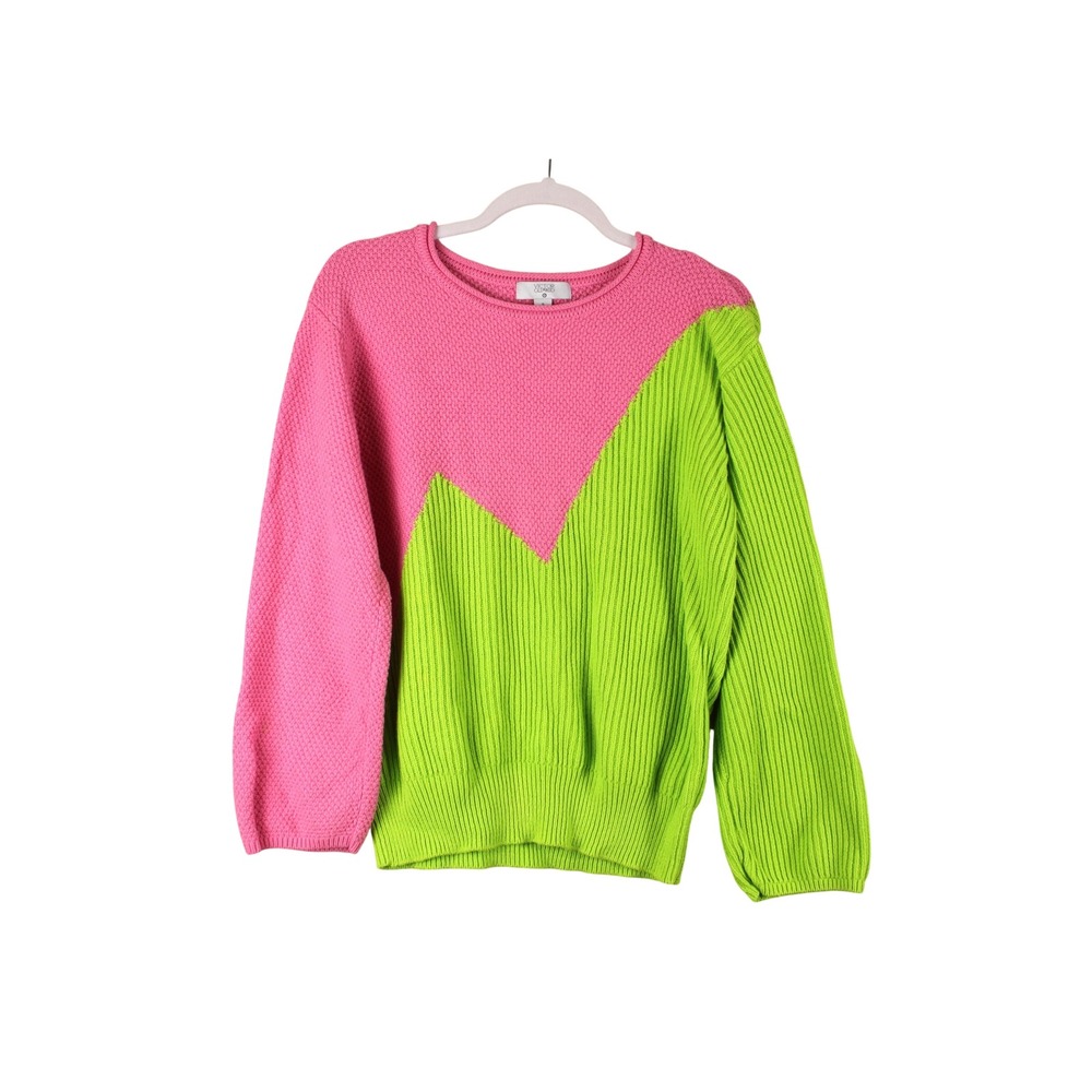 Victor Glemaud Target Retro Modern Playful Vibrant Pink Green Knit Sweater S